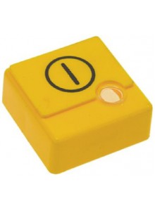 Кнопка желтая "0-I" 23 x 23 мм